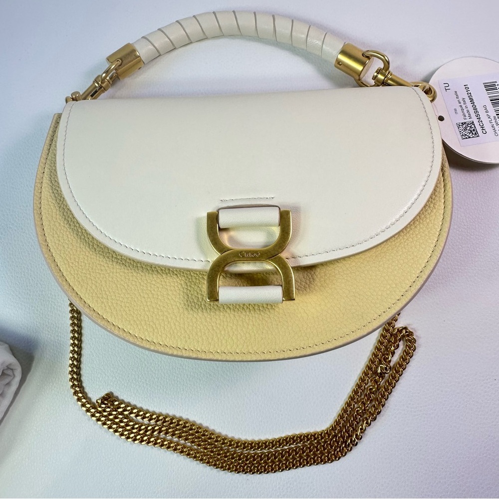 NEW CHLOE MARCIE CHAIN FLAP CALF LEATHER & SUEDE MISTY IVORY AUTHENTIC NWT! - Picture 5 of 13